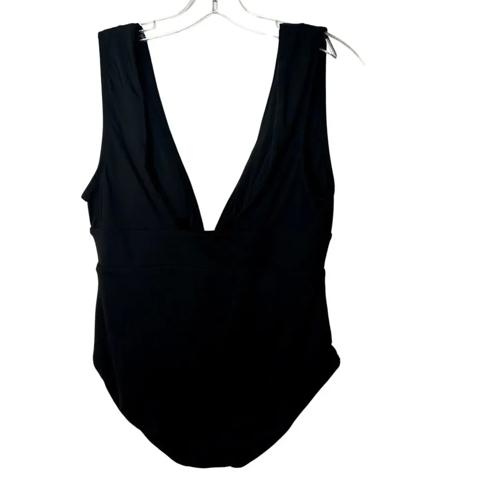 Andie Mykonos Plunge One Piece Swimsuit Womens Size XL Black